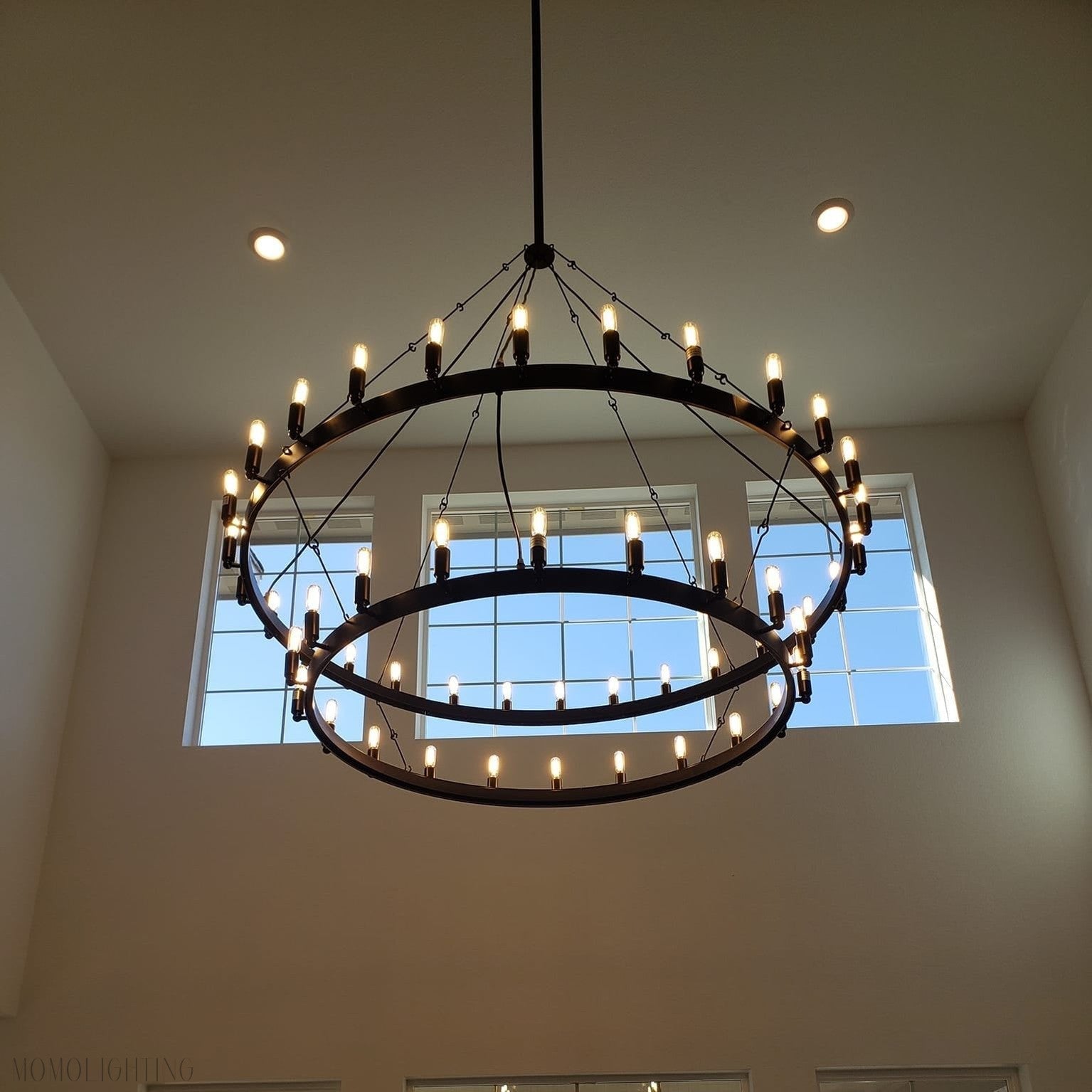Camino Vintage Filament Two-Tier Round Chandelier-Nobipets
