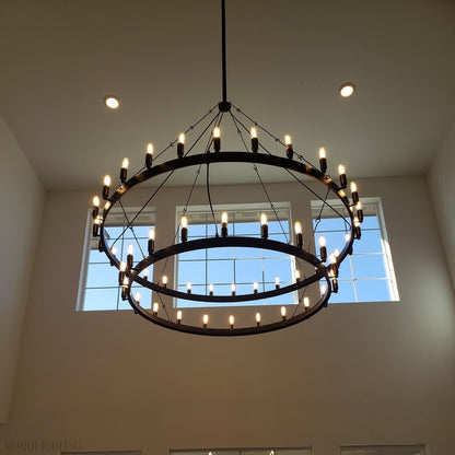 Camino Vintage Filament Two-Tier Round Chandelier-Nobipets