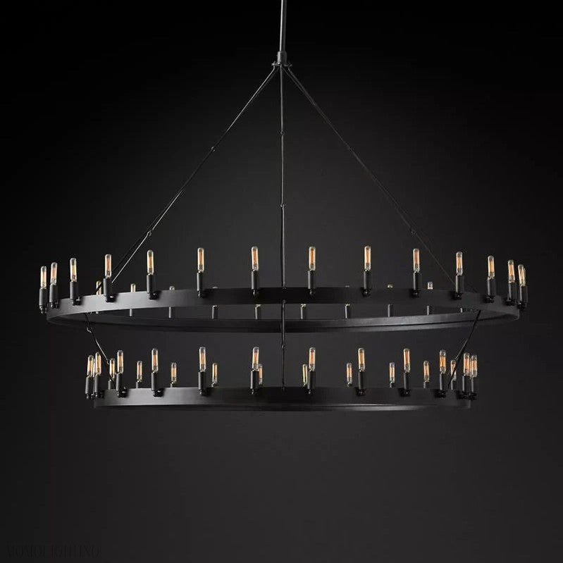 Camino Vintage Filament Two-Tier Round Chandelier-Nobipets