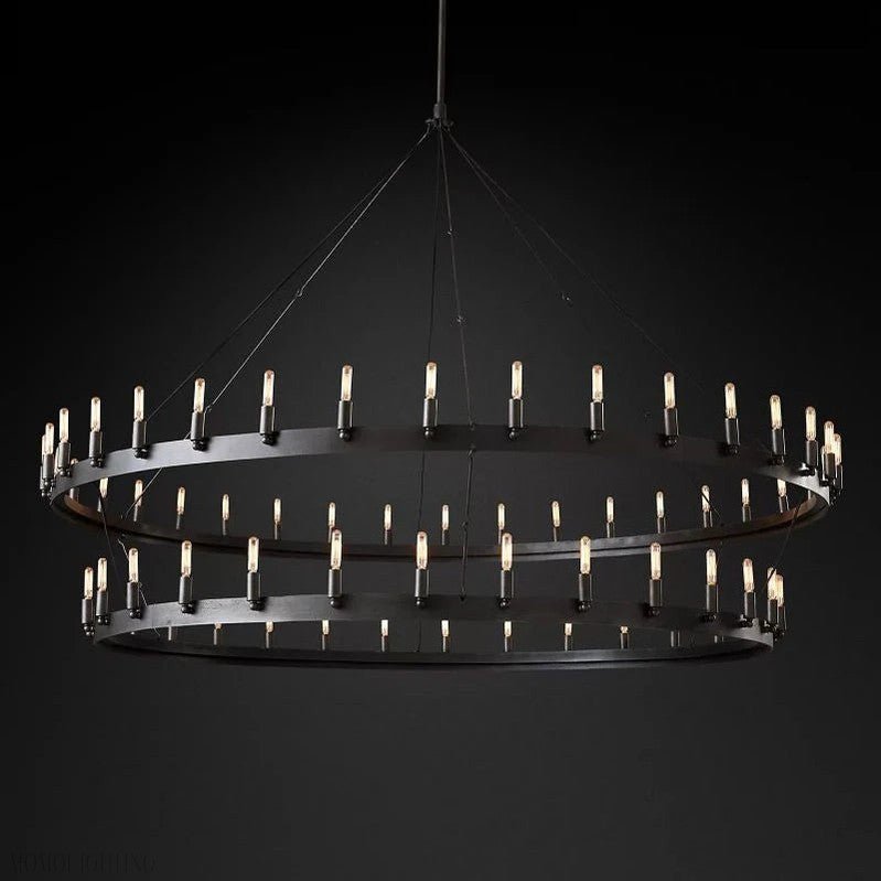 Camino Vintage Filament Two-Tier Round Chandelier-Nobipets