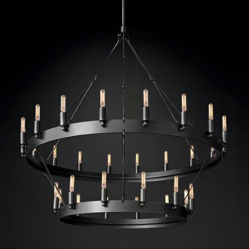 Camino Vintage Filament Two-Tier Round Chandelier-Nobipets