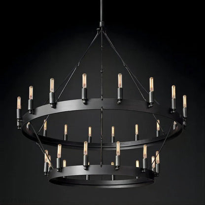 Camino Vintage Filament Two-Tier Round Chandelier-Nobipets
