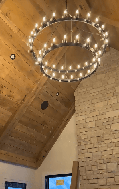 Camino Vintage Filament Two-Tier Round Chandelier-Nobipets