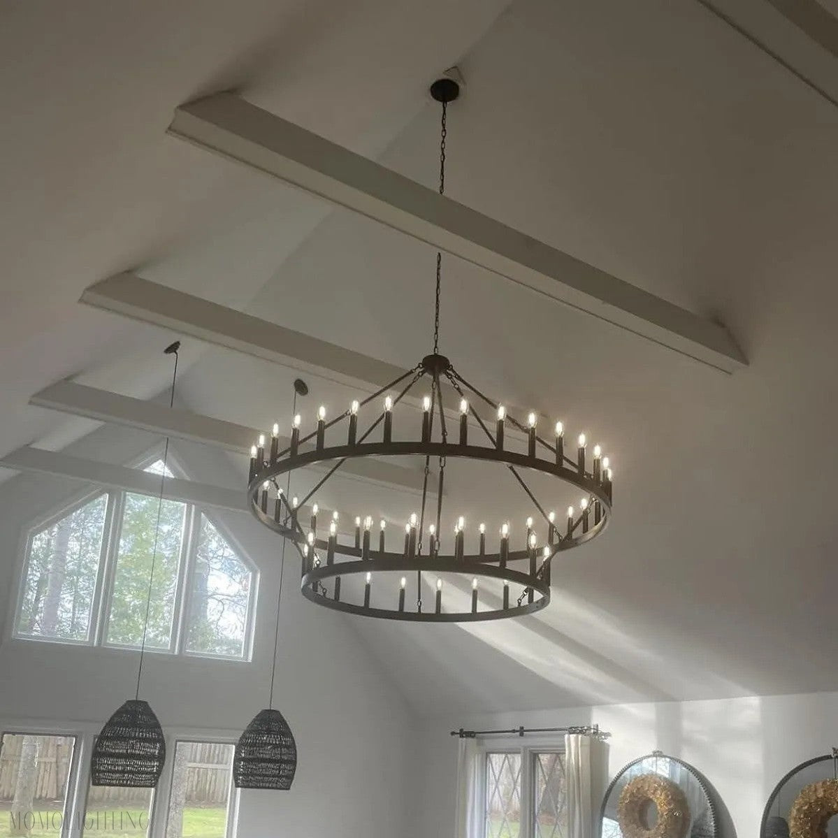 Camino Vintage Filament Two-Tier Round Chandelier-Nobipets