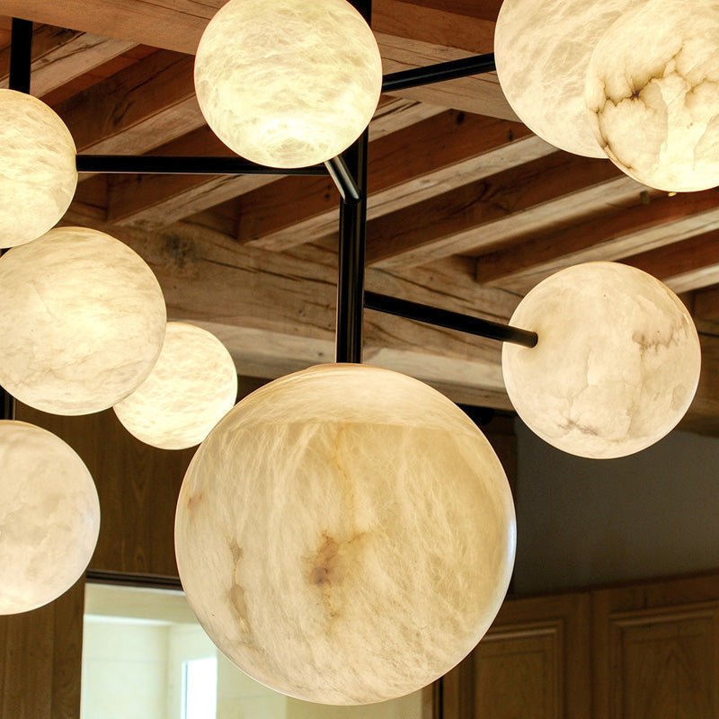 Carol Sphere Delight - Modern Artistic Alabaster Chandelier Light-Nobipets