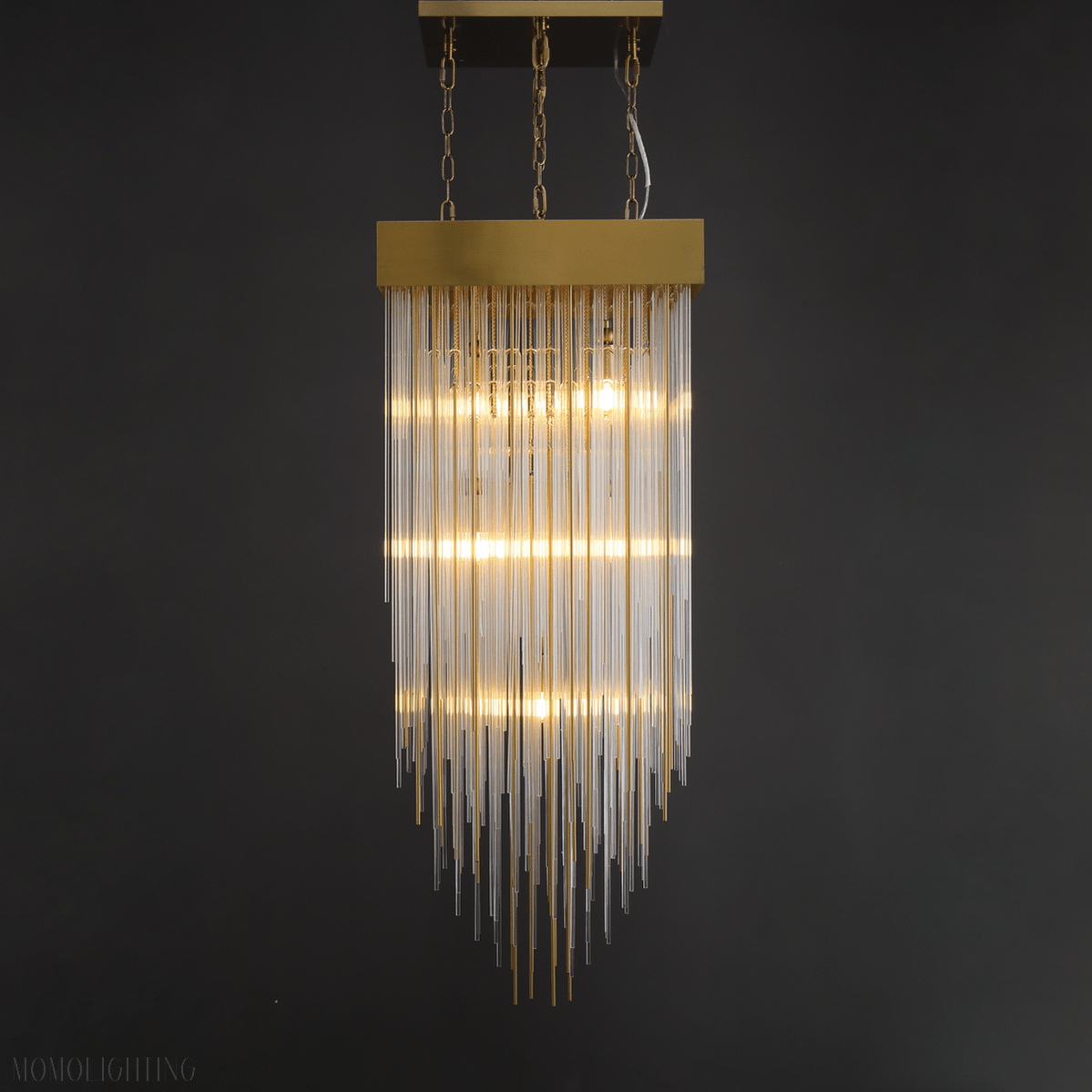 Cascade Glass Rectangular Chandelier 54"-Nobipets