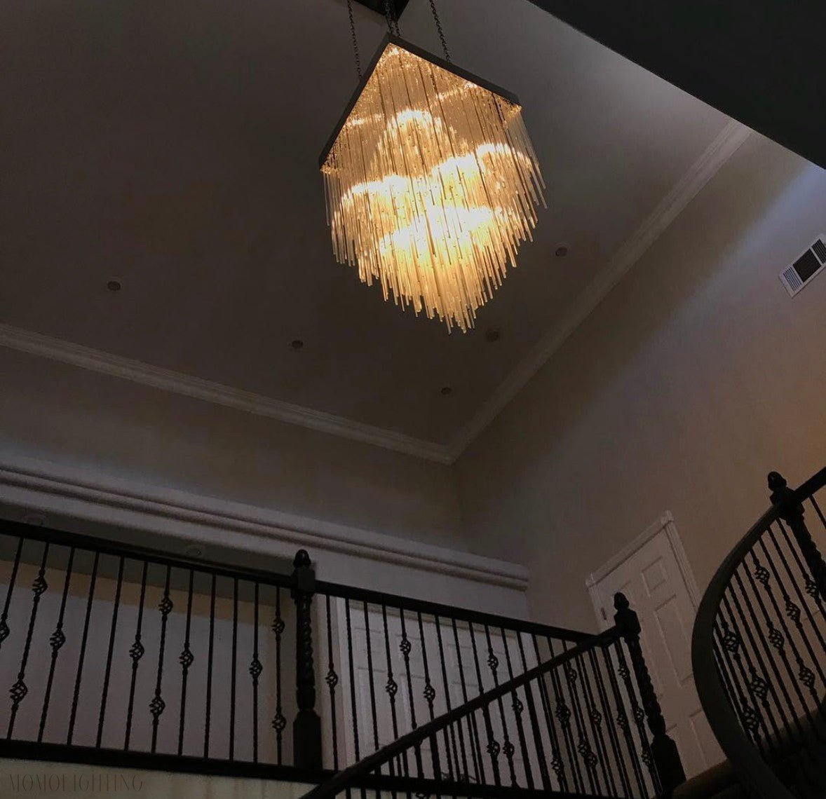 Cascade Glass Rectangular Chandelier 54"-Nobipets