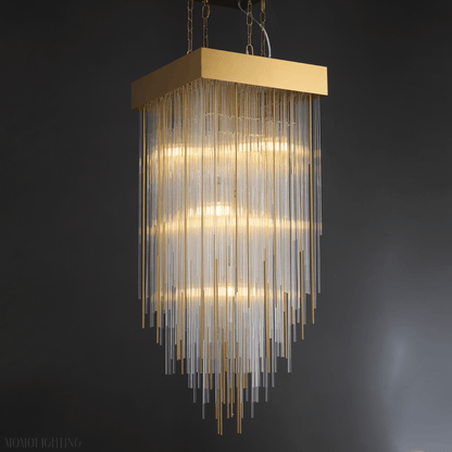 Cascade Glass Rectangular Chandelier 54"-Nobipets