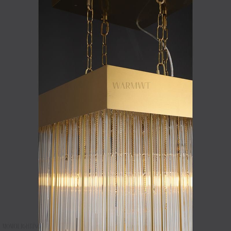 Cascade Glass Rectangular Chandelier 54"-Nobipets