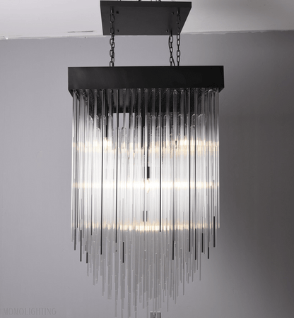 Cascade Glass Rectangular Chandelier 54"-Nobipets