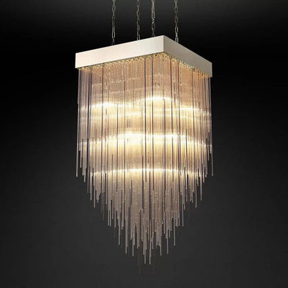 Cascade Glass Square Chandelier 30"