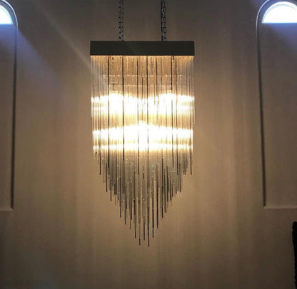 Cascade Glass Square Chandelier 30"-Nobipets