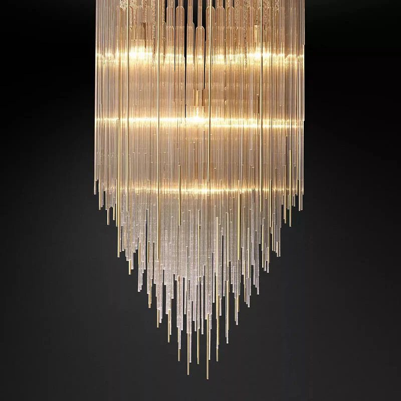 Cascade Glass Square Chandelier 30"