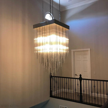Cascade Glass Square Chandelier 30"-Nobipets