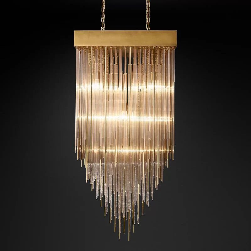 Cascade Glass Square Chandelier 30"