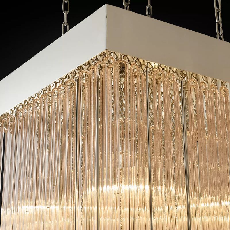 Cascade Glass Square Chandelier 30"