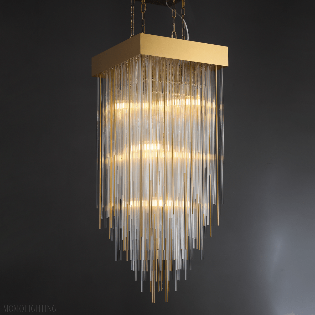 Cascade Glass Square Chandelier 30"-Nobipets