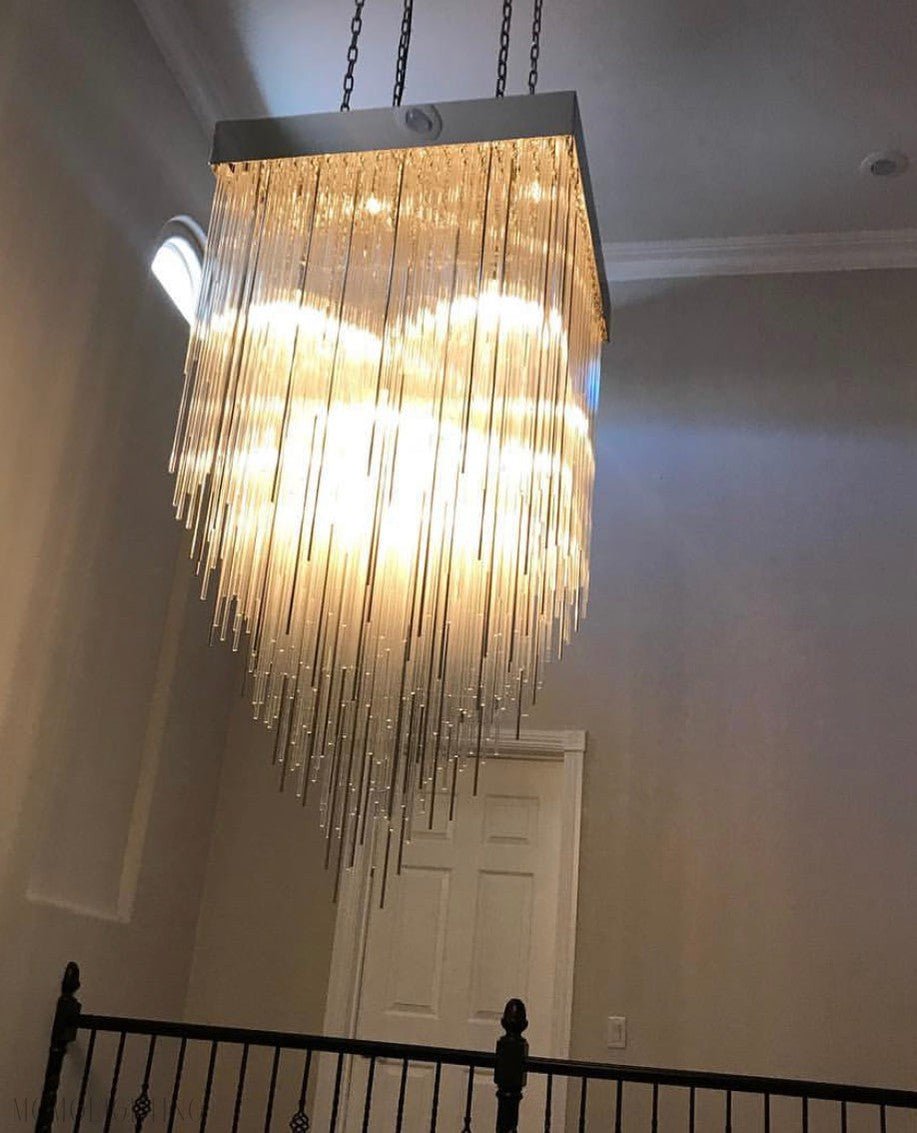 Cascade Glass Square Chandelier 30"-Nobipets