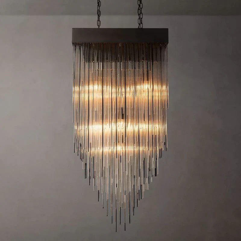 Cascade Glass Square Chandelier 30"