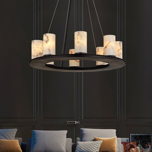 Centrum Alabaster Round Chandelier-Nobipets