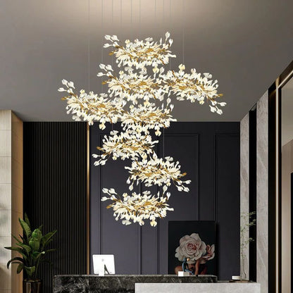 Ceramic Ginkgo Cascading Chandelier-Nobipets