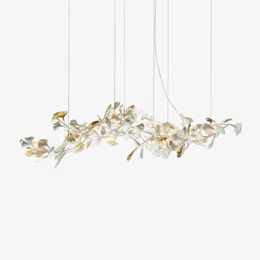 Ceramic Ginkgo Leaf Linear Extended Chandelier-Nobipets