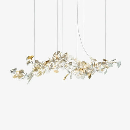 Ceramic Ginkgo Leaf Linear Extended Chandelier-Nobipets