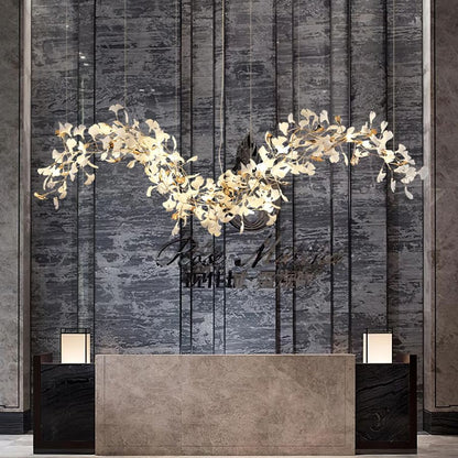 Ceramic Ginkgo Leaf Linear Extended Chandelier-Nobipets