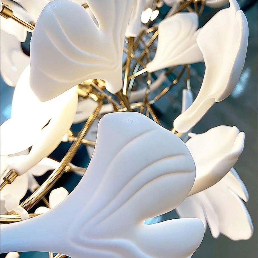 Ceramic Ginkgo Leaf Linear Extended Chandelier-Nobipets