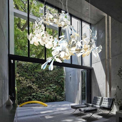 Ceramic Ginkgo Leaf Linear Extended Chandelier-Nobipets