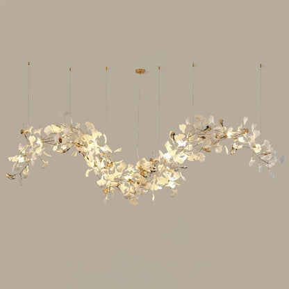 Ceramic Ginkgo Leaf Linear Extended Chandelier-Nobipets