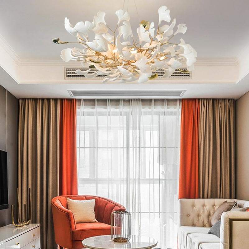Ceramic Ginkgo Petal Chandelier-Nobipets