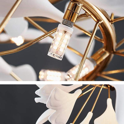 Ceramic Ginkgo Round Chandelier-Nobipets