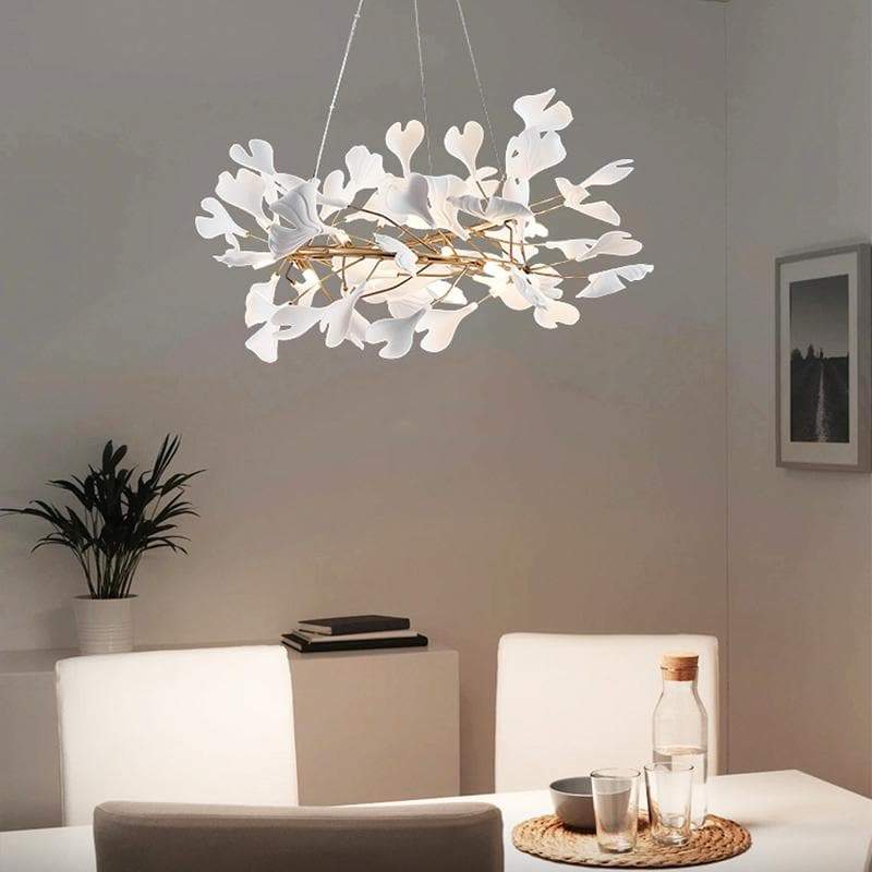 Ceramic Ginkgo Round Chandelier-Nobipets