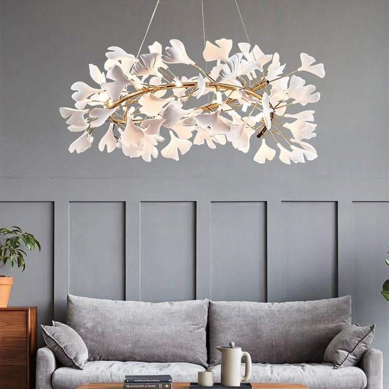 Ceramic Ginkgo Round Chandelier-Nobipets