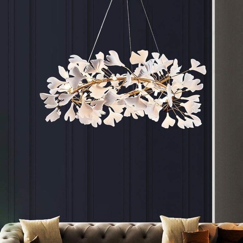 Ceramic Ginkgo Round Chandelier-Nobipets