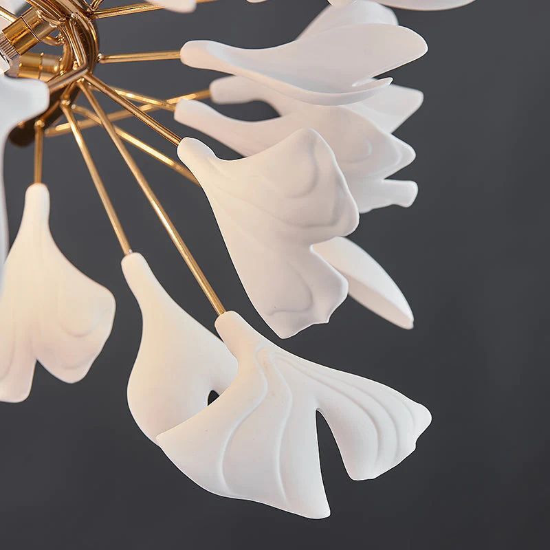 Ceramic Ginkgo Round Staircase Chandelier-Nobipets