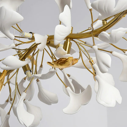 Ceramic Ginkgo Round Staircase Chandelier-Nobipets