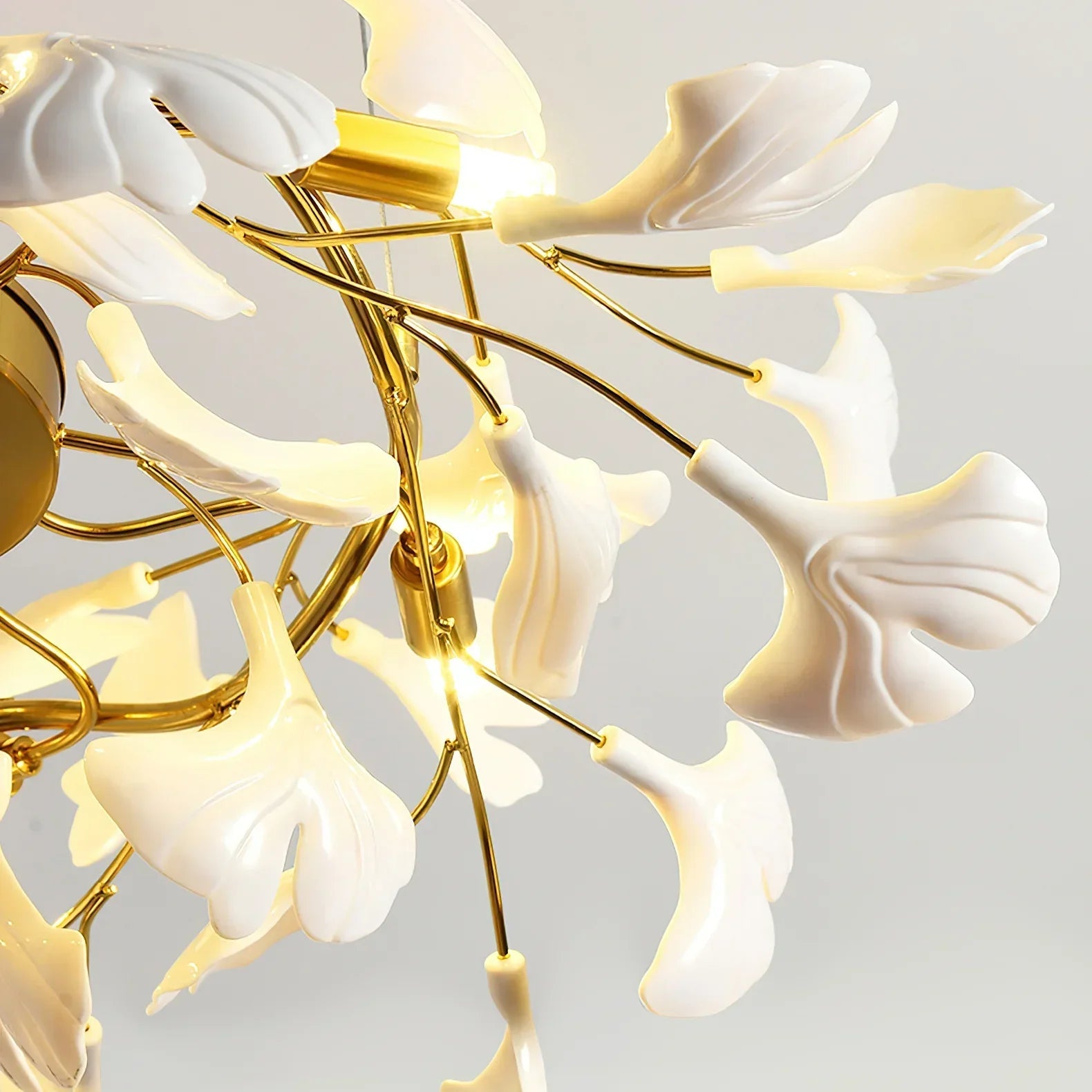 Ceramic Ginkgo Round Staircase Chandelier-Nobipets