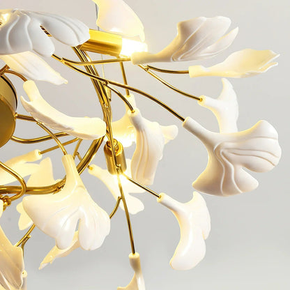 Ceramic Ginkgo Round Staircase Chandelier-Nobipets