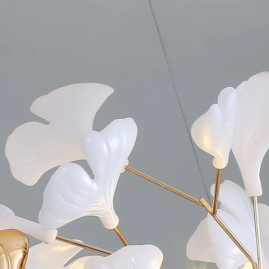 Ceramic Ginkgo Spiral Linear Chandelier-Nobipets