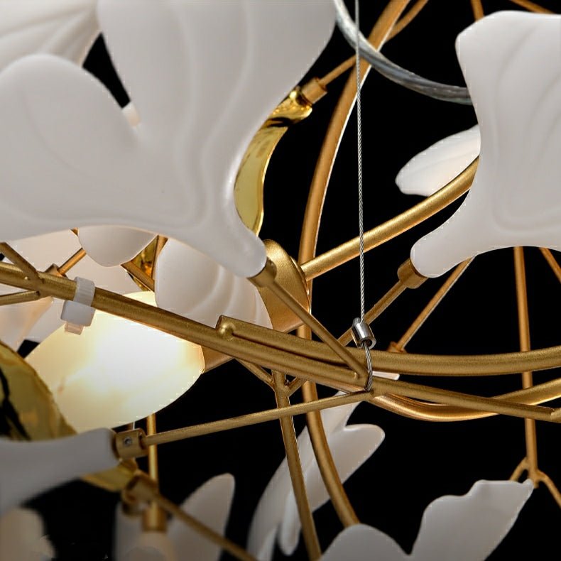 Ceramics Ginkgo Leaves Twig Chandelier Tree Branch Shaped Pendant Light For High Ceiling Living Room Hotel Hall-Nobipets