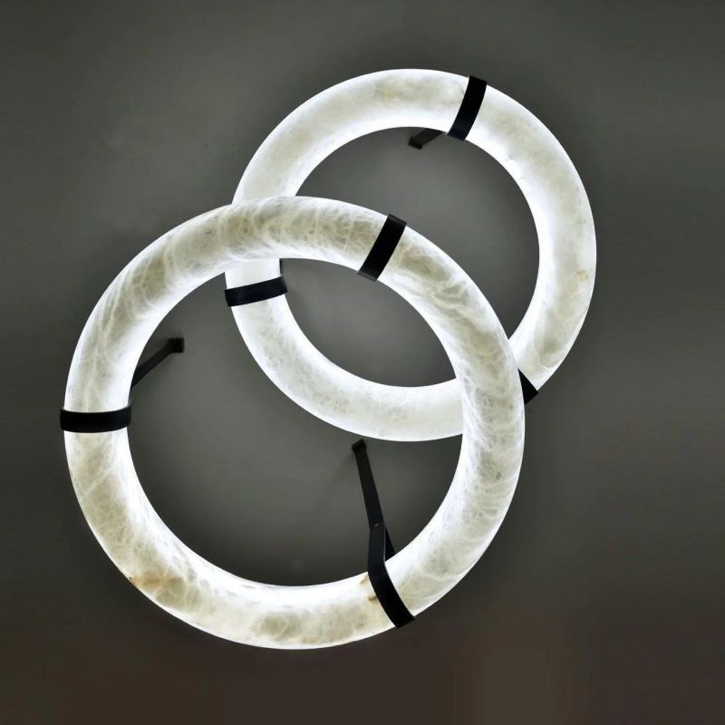 Charlene Alabaster Halo Circle Chandelier-Nobipets