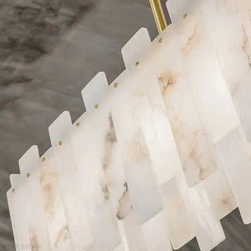 Charlene Marble Brass Linear Chandelier-Nobipets