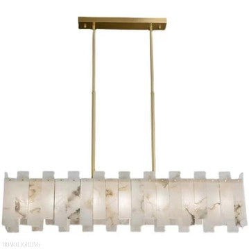 Charlene Marble Brass Linear Chandelier-Nobipets