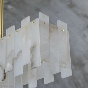 Charlene Marble Brass Linear Chandelier-Nobipets