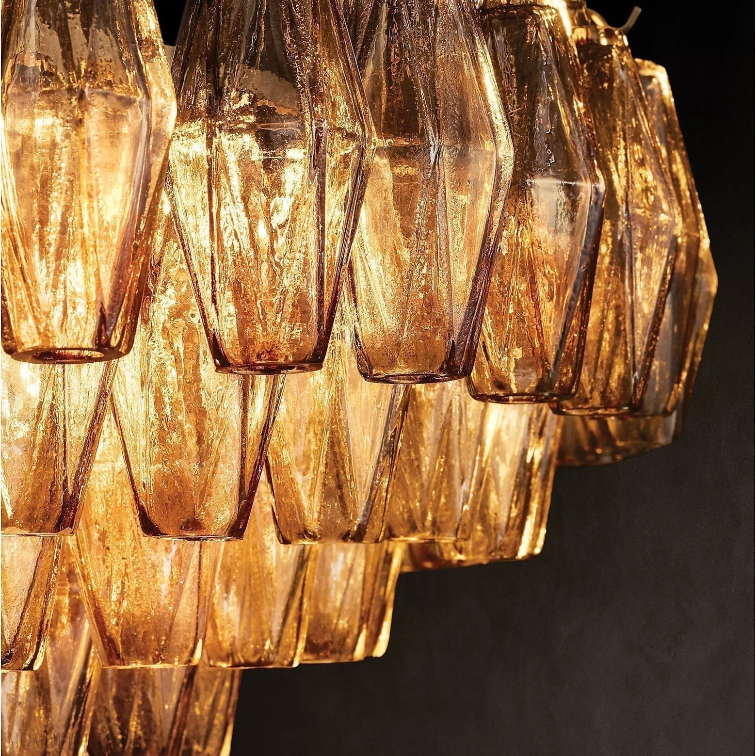 Chiara Glass Tiered Rectangular Chandelier 54"W-Nobipets