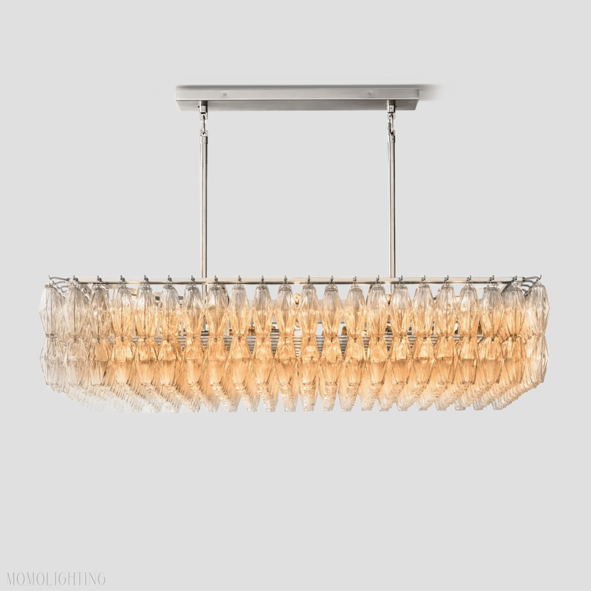 Chiara Glass Tiered Rectangular Chandelier 54"W-Nobipets