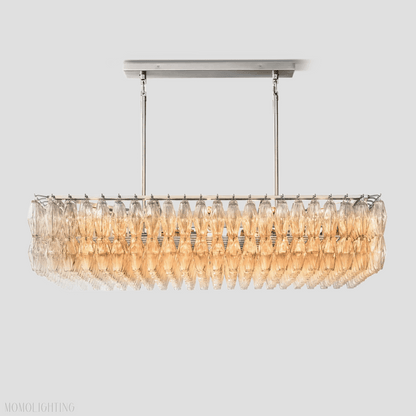 Chiara Glass Tiered Rectangular Chandelier 54"W-Nobipets