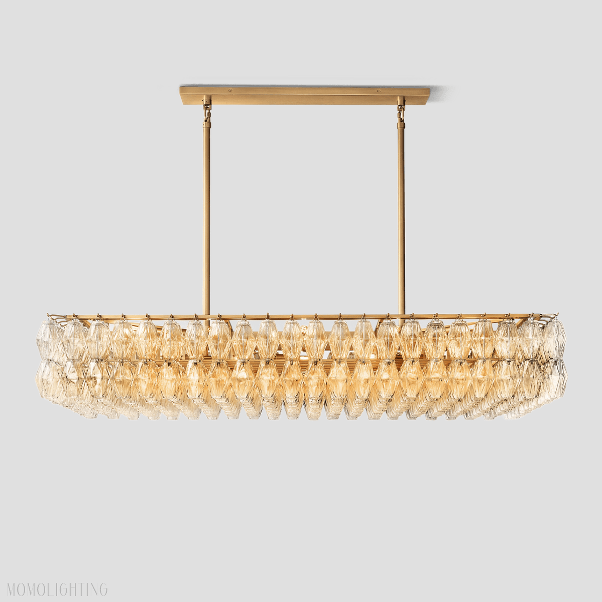 Chiara Glass Tiered Rectangular Chandelier 54"W-Nobipets